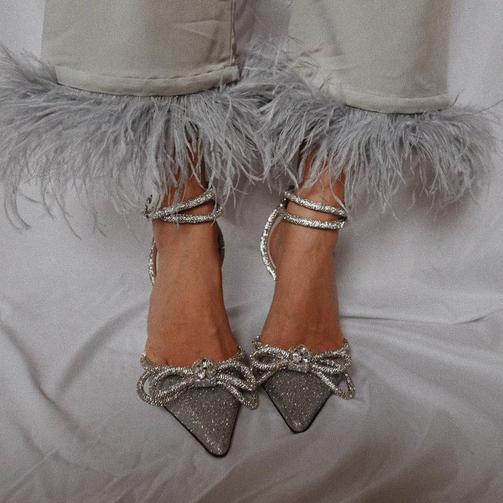 Liora Crystal Heels – Bow Wrap‑Around Design
