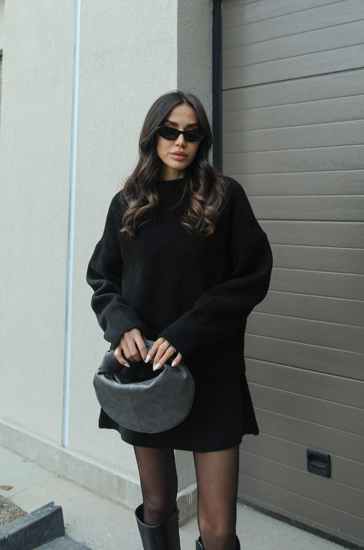 Ensemble deux pièces femme en maille premium haut ajusté jupe taille haute