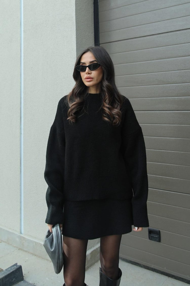 Ensemble deux pièces femme en maille premium haut ajusté jupe taille haute