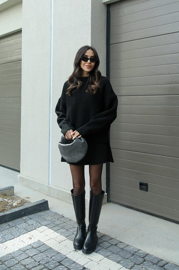 Ensemble deux pièces femme en maille premium haut ajusté jupe taille haute