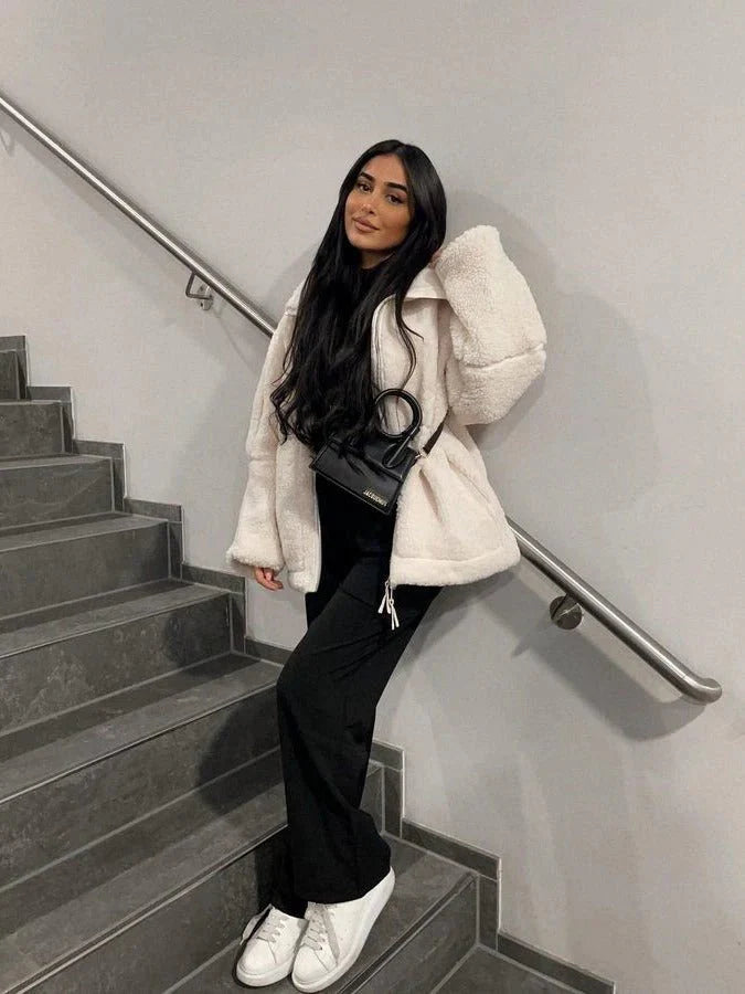 Veste polaire femme chaude doublée coupe décontractée confortable