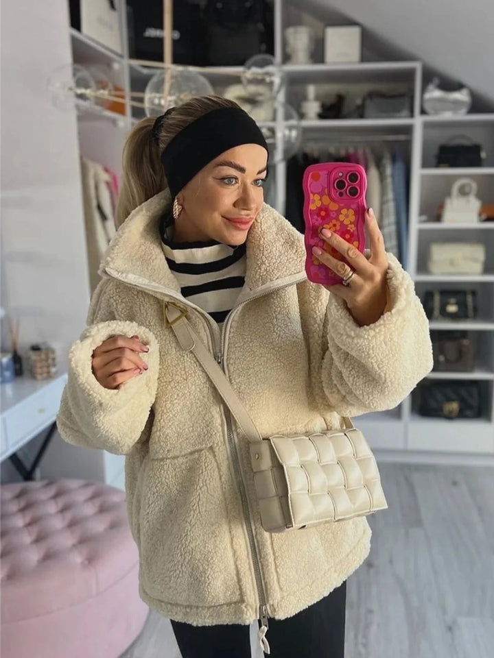 Veste polaire femme chaude doublée coupe décontractée confortable