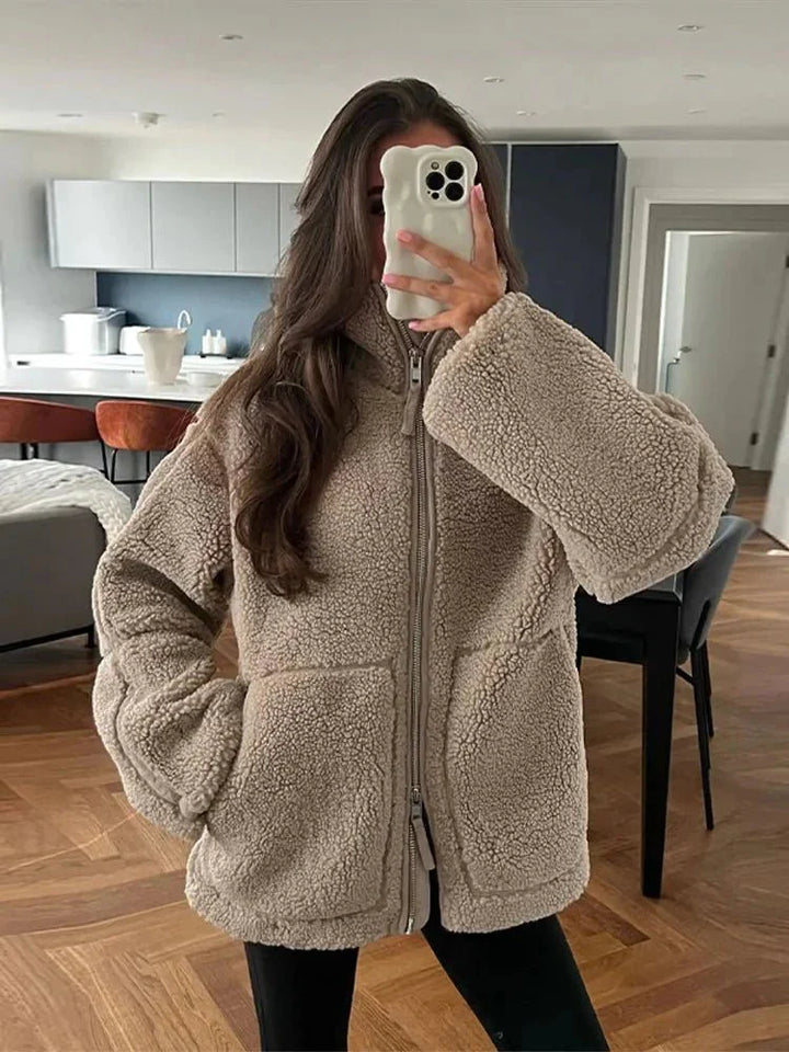 Veste polaire femme chaude doublée coupe décontractée confortable