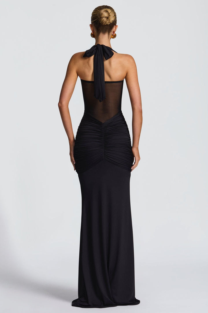Vixen Golden Yellow Maxi Dress with Halter Neck