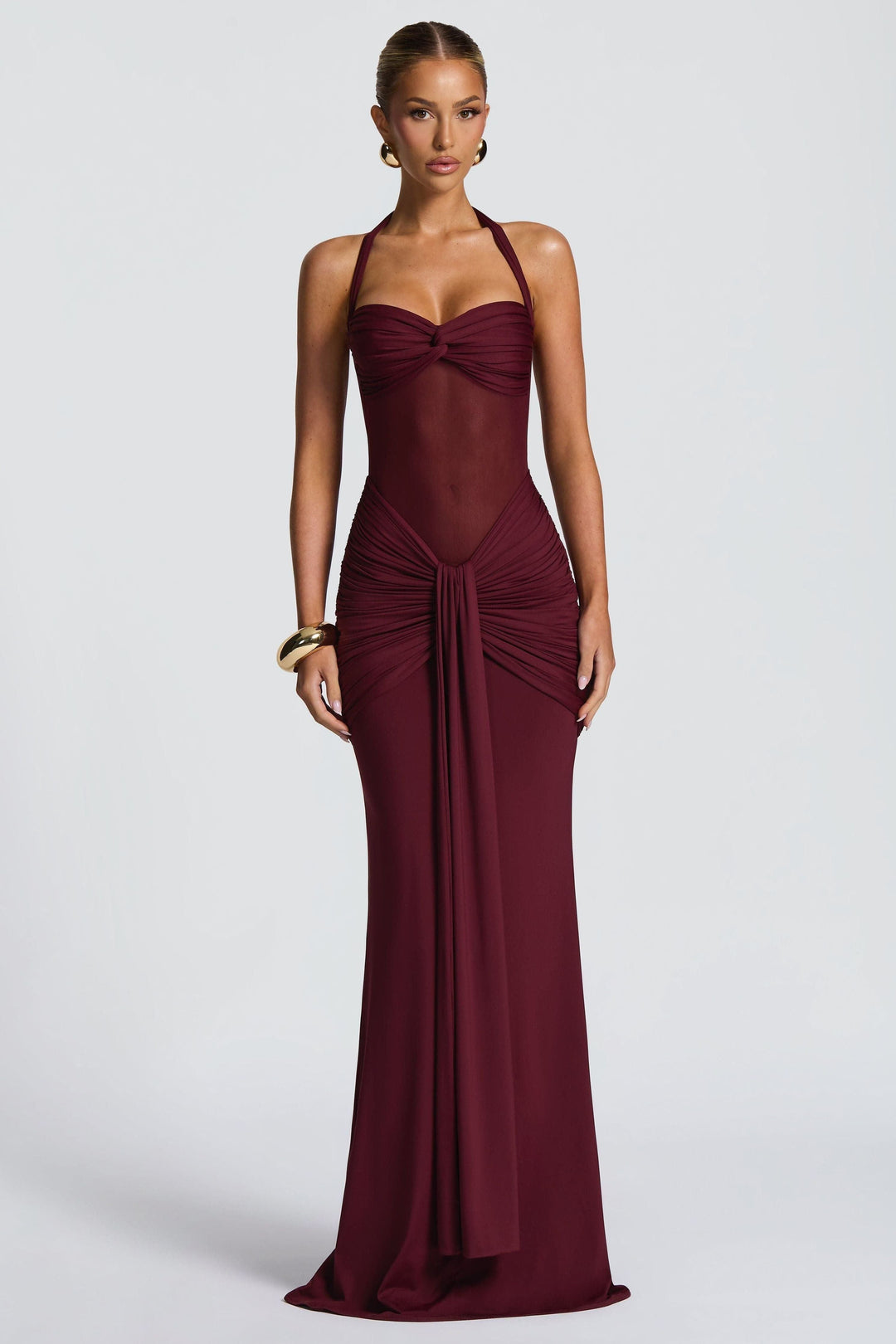 Vixen Golden Yellow Maxi Dress with Halter Neck