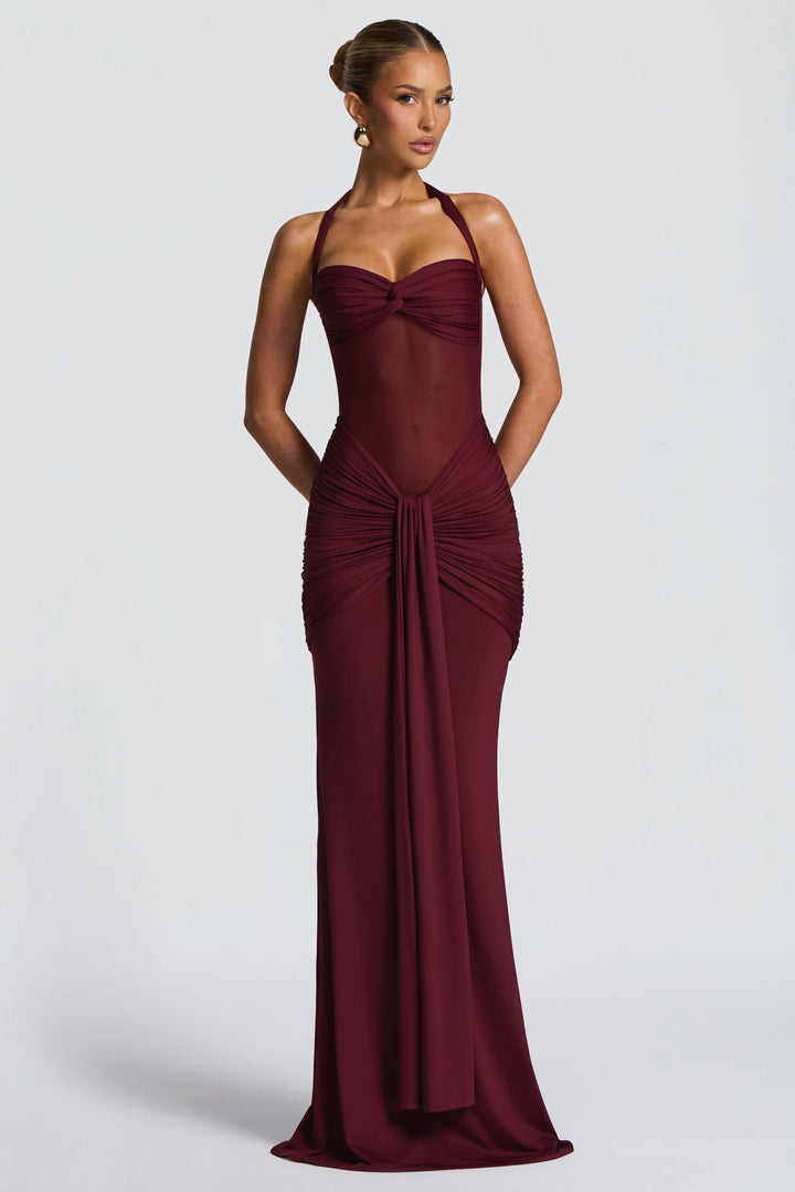 Vixen Golden Yellow Maxi Dress with Halter Neck