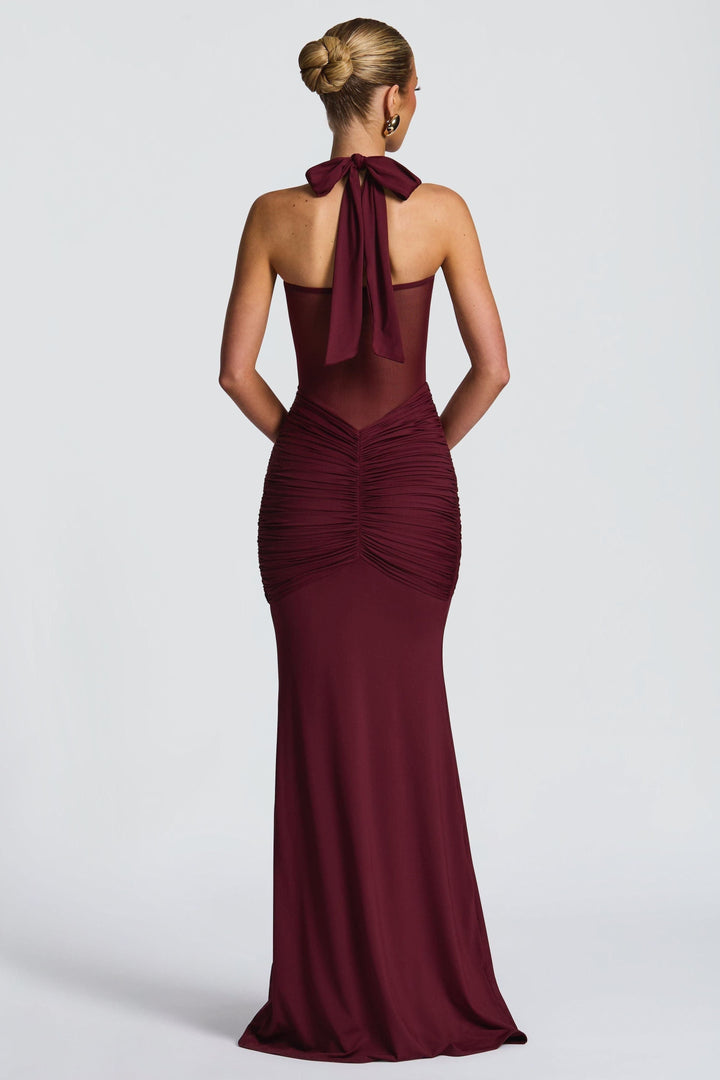 Vixen Golden Yellow Maxi Dress with Halter Neck