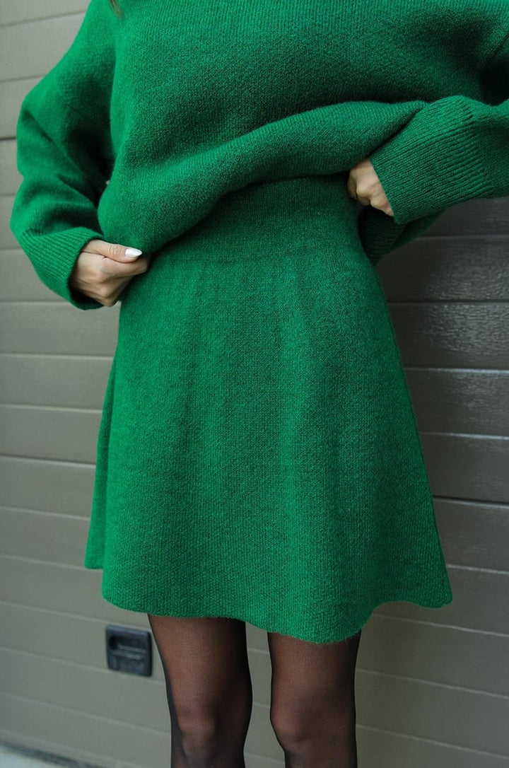 Ensemble deux pièces femme en maille premium haut ajusté jupe taille haute